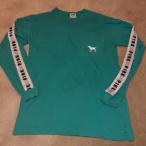 PINK - Small Teal Long sleeve tee with Logo down both arms
Size: -Small